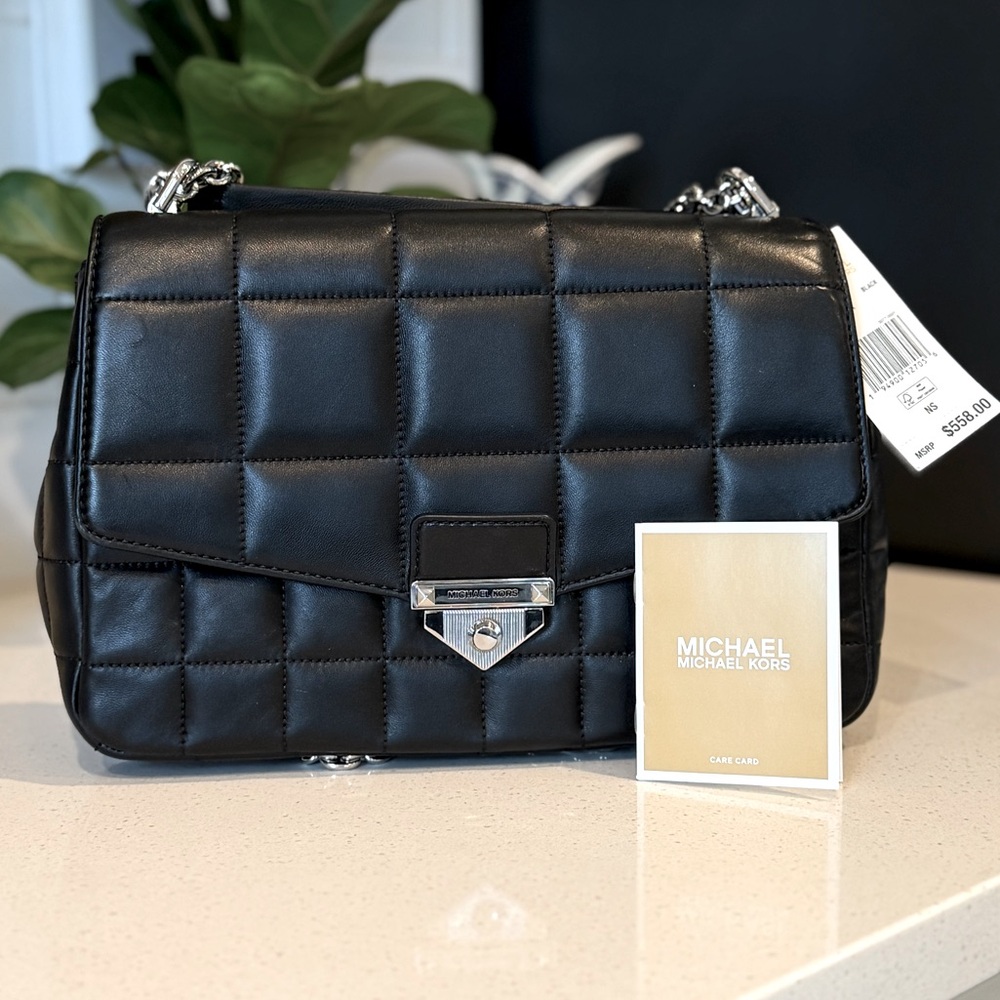 Michael Kors Soho XL Chain Shoulder Bag – Black Leather – NWT